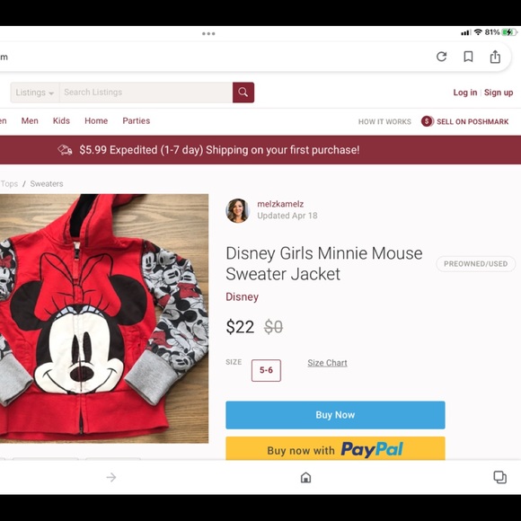 ‘Disney’ Minnie Mouse Hoodie w/Purse - Picture 7 of 11